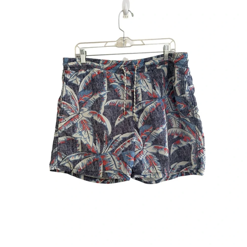 Express Men's Swim Trunks Size‎ M Blue Red Palm Print Board Shorts as is